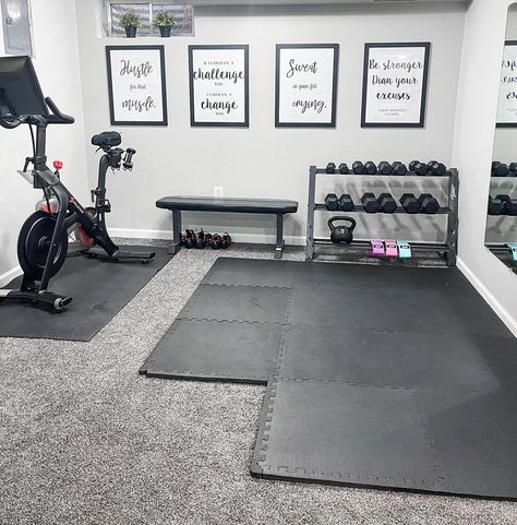 30 Home Gym Ideas That Will Actually Make You Want To Workout Bonus Room Workout Room, Gym And Family Room Combo, Mini Home Gym Basement, Workout Basement Ideas, Workout Room Ideas Home Basement, Gym Guest Bedroom, Home Gym In Garage, Home Gym Ideas Small Basements, Gym Home Ideas