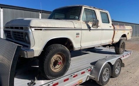 This 1975 Ford F-250 Ranger XLT was a top-of-the-line truck when new. Today, it has some rust and a stuck engine to be overcome. Catchy Names, Construction Firm, Project Cars, Barrett Jackson, 4x4 Trucks, Creature Comforts, Ford F 250, New Today, Barn Finds