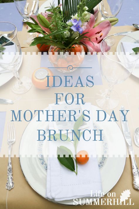 Life on Summerhill offers ideas for a Mother's day brunch.  Here you will find table decoration, recipes, and gift crafts.  What a great way to show that special Mom in your life how much she means to you. via @https://www.pinterest.com/onsummerhill/ Mother's Day Ideas, Outdoor Brunch, Mother's Day Brunch, Special Events Decor, Easy Diy Decor, Mothers Day Decor, Mothers Day Brunch, Mothers Day Flowers, Mother's Day Diy