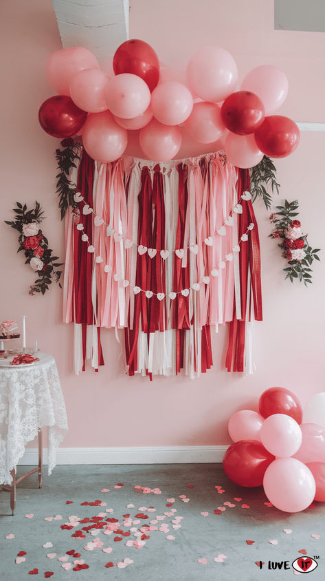 21 Simple and Stylish Galentine’s Party Decor Ideas - I Luve It Galentines Party Decor Tea Party, Galentines Party Decor Birthday, Diy Love Sign, Pink Valentines Decorations, Diy Pink Decorations Party, Pink Red Party Decorations, Galentines Party Tablescape, Valentines Outdoor Decor, Galentine Party Idea