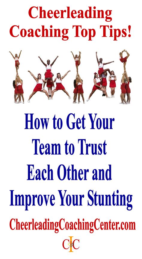 Does your team fully trust each other while performing cheerleading stunts? Here are some EASY TIPS to help build trust and confidence in your cheerleaders to improve your stunts. Check them out on CheerleadingCoachingCenter.com Cheer Coordinator, Cheerleading Quotes Inspirational, Easy Cheerleading Stunts, Nca Cheer, Cheerleading Stunts, Cool Cheer Stunts, Stunt Video, Youth Cheer, Cheerleading Coaching