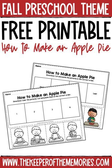 Explore the process of making apple pie while practicing order of events, sequencing, and fine motor skills with your preschoolers and kindergartners using these adorable Free Printable How to Make an Apple Pie Sequencing Worksheets. Grab your no-prep printable sequencing worksheets today! #preschool #kindergarten #sequencing #fall #apple Kindergarten Sequencing, Letter P Worksheets, Pumpkins Preschool, Me Preschool Theme, Apple Life Cycle, Pumpkin Life Cycle, Thanksgiving Worksheets, Sequencing Worksheets, Apple Preschool