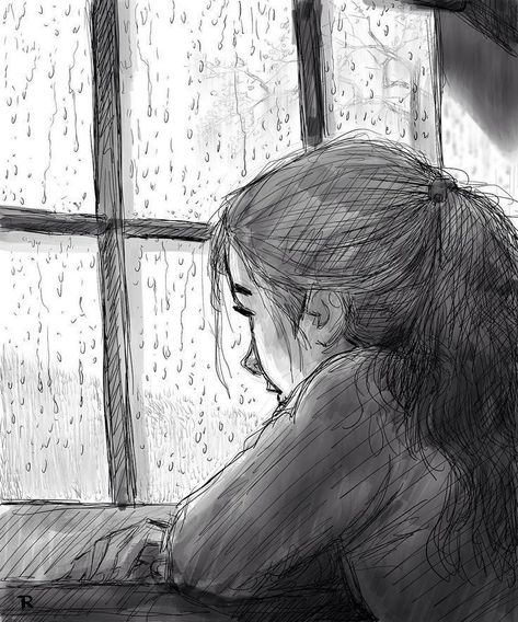 Easy Pencil Drawings, Rain Window, Window Drawing, Window Reflection, Art Sketches Doodles, Girl Drawing Sketches, Meaningful Drawings, Art Sketches Pencil, Art Drawings Sketches Pencil