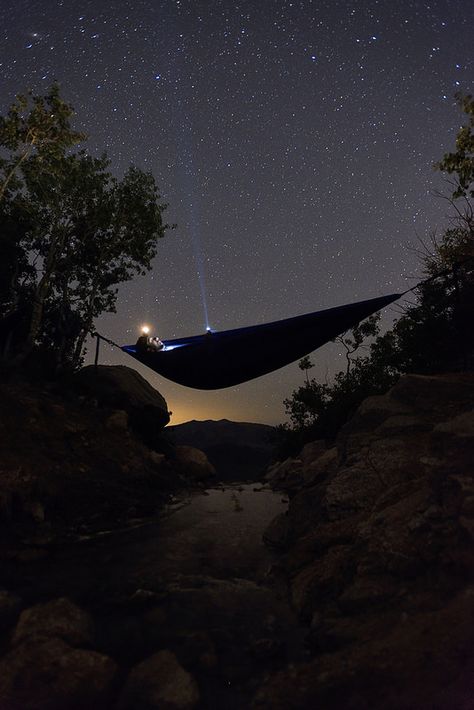 Star Gazing from the Hammock #stars #astro #astrophography #universe #light #lightpainting #utah #strobist #hiking #nature #camping #nikon #long #exposure #american #fork #canyon #hammock #hike #flashlight #strobe #head #lamp Inside Hammock, Hammock Sleeping, Universe Light, American Fork Canyon, Nature Camping, Light Ideas, Scenery Photography, Star Gazing, Sleeping Under The Stars