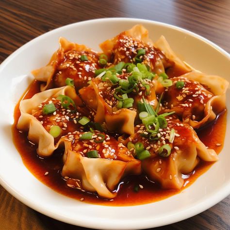 Savor the Heat: Homemade Vegan Sichuan Spicy Wontons in Chili Sauce Recipe - Tasty Tango Spicy Wontons, Sichuan Sauce, Chili Sauce Recipe, Wonton Recipes, Food Pic, Vegan Beans, Extra Firm Tofu, Wontons, Sweet Chili Sauce