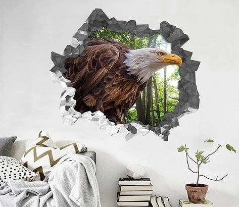 3D Forest Eagle 80 Broken Wall Murals | AJ Wallpaper 3d Art Painting, 3d Forest, Broken Wall, Eagle Wall Art, 3d Wall Painting, Break Wall, Aj Wallpaper, Realistic Oil Painting, 3d Wall Murals