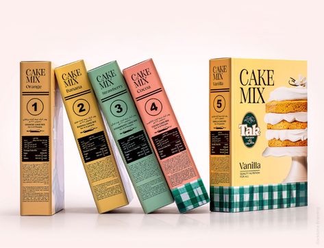 TAK CAKE MIX – Packaging Of The World Orange Vanilla Cake, Banana Cake Mix, Cocoa Cake, Cake Kit, Gluten Free Bakery, Toy Packaging, Cake Packaging, Typography Branding, Cocoa Mix