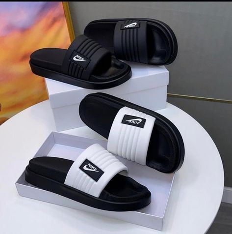 Neat slides available and selling. Sizes 40-45, leave a message or visit our website. #slides #nikeslides #footwears #slidesformen #slidesforkids #slidesforwomen #casual #casualoutfit Best Sandals For Men, Slides For Men, 5000m, 3000m, 1500m, Unique Jeans, Men Slides, 800m, Polo Shirt Design