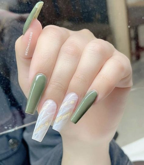 Olive Green Nails, Olive Nails, Tapered Square Nails, Nails Tutorial, Square Nail Designs, Green Nail Designs, Purple Acrylic, Green Nail, Coffin Nails Long