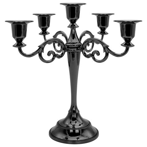 PRICES MAY VARY. There are 5 lights.10.5"/26cm height, Suitable for 3/4inch or 7/8 inch candles and led taper candles. Candle is not included The black candlestick made of zinc alloy. very sturdy and durable. Soft black Mat under the bottom Very elegant, the black candlestick will looks great on your dinner table and Create romantic atmosphere Easy to assemble less than 5 min, Clever design. Once assembled, all the parts fit securely and snugly. No wobbling. Great for holidays The candelabra is Candelabra Wedding Centerpieces, Christmas Candelabra, Black Taper Candles, Led Taper Candles, Candelabra Centerpiece, Metal Candelabra, Tall Candle Holders, Gold Candle Holders, Iron Candle Holder