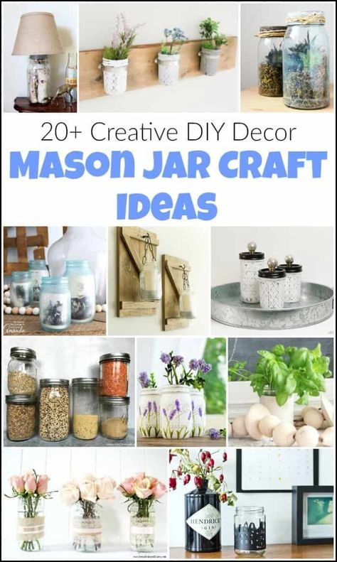 Mason jar crafts are some of the easiest and most versatile DIY you can do. This collection of mason jar craft ideas will help inspire your next easy DIY. #masonjarcrafts #masonjarcraftideas #DIYmasonjarcrafts Mason Jar Craft Ideas, Jar Craft Ideas, Mason Jar Terrarium, Easy Mason Jar Crafts, Mason Jar Craft, Jar Decorations, Coloring Crafts, Jar Projects, Diy Hanging Shelves