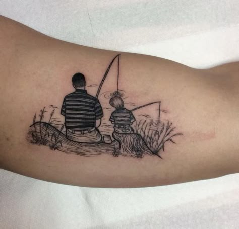 Father Daughter Fishing Tattoos, Fisherman Tattoo, Fishing Hook Tattoo, Hook Tattoos, Father Daughter Tattoos, Hunting Tattoos, Father Tattoos, Tribute Tattoos