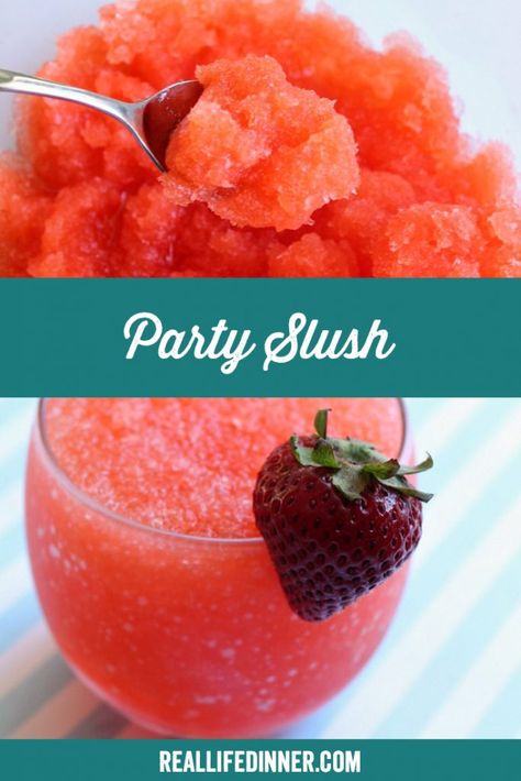 Refreshing and delicious, this easy Kool-Aid Party Slush recipe will make you the hero of any party or hot summer day. ~ https://reallifedinner.com Shave Ice Syrup Recipe, Mcdonalds Sweet Tea, Slush Punch, Shaved Ice Recipe, Shaved Ice Syrup, Vodka Slush, Slushy Drinks, Orange Punch, Slush Recipes