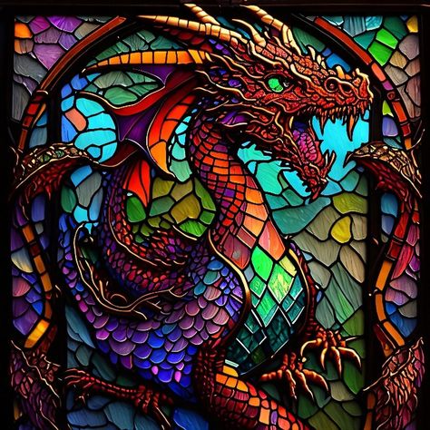 Dragon Tattoo Meaning, Artist Desk, Monster Ghost, Evil Dragon, Stained Glass Tattoo, Ghost Spirit, Stain Glass Window Art, Haunted Dollhouse, Glass Window Art