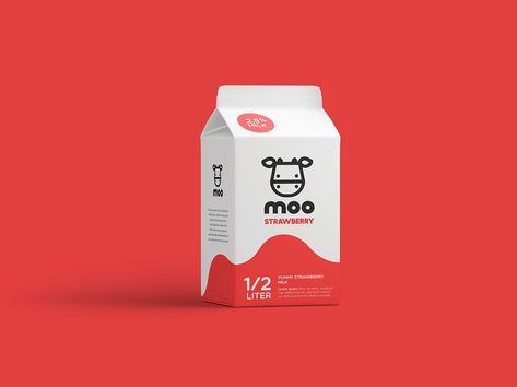 Moo milk on Behance Dairy Packaging, Sugar Packaging, Carton Design, Milk Brands, Milk Packaging, Products Packaging, Coffee Games, Branding Design Packaging, Organic Milk