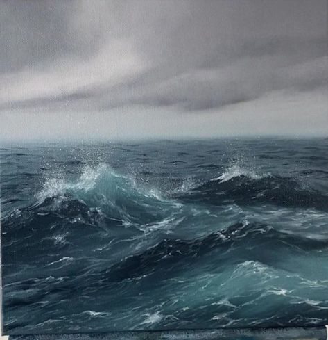 Amber Emmi Art, Acrylic Ocean Painting, Hyperrealistic Painting, Acrylic Ocean, Ocean Art Painting, Ocean Drawing, Architecture Drawing Sketchbooks, Watercolor Wave, Ocean Artwork