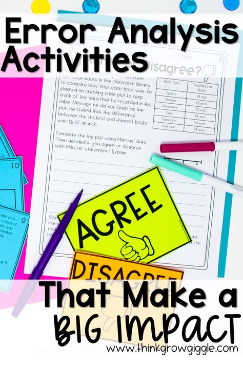 Introducing error analysis math activities to your upper elementary classroom? This post shares math error analysis activities, why they're important, and how to use them in your classroom. Click the pin to check out all the tips and templates for upper elementary teachers! Fragment Anchor Chart, Ri.4.1 Anchor Chart, Teaching Volume 5th Grade, 4th Grade Math Problems, Error Analysis Math, Elementary School Math Activities, Error Analysis, Fifth Grade Math, Fourth Grade Math