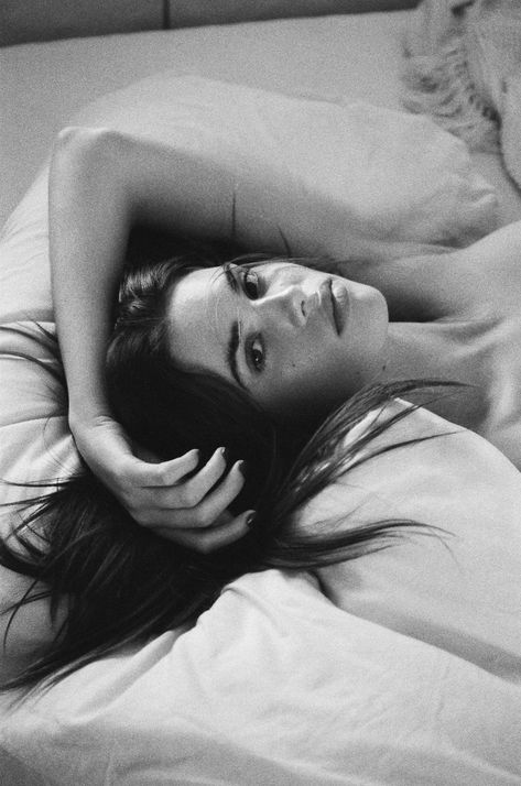 White Photo, A Woman, Black And White, Bed, White, Black