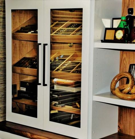 KC Custom Humidor | Belak Woodworking KC Built In Humidor, Custom Humidor, Custom Built Cabinets, Wine Closet, Cabinets Storage, Maker Shop, Humidor, Furnishings Design, Built In Cabinets