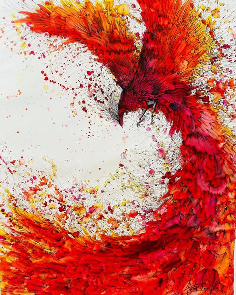 Abstract Phoenix Art, Phoenix Dragon, Earth Air Fire Water, Inktober 2023, Kanna Kamui, Phoenix Design, Phoenix Art, Gcse Art, Freeform Crochet