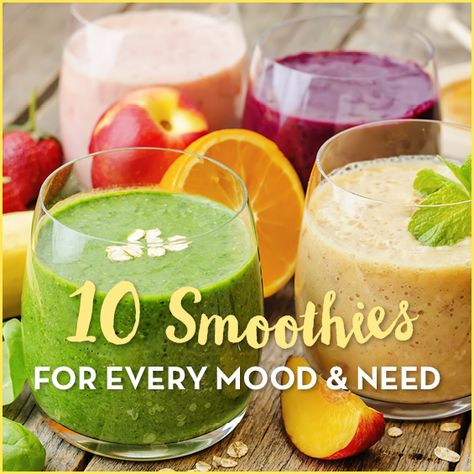 Find the perfect smoothie for your every mood and need! Immune System Smoothie, Mood Boosting Smoothie, Energy Boosting Smoothies, Energy Boosting Foods, Low Calorie Smoothies, Immune Boosting Smoothie, Flat Belly Smoothie, Weak Immune System, Perfect Smoothie