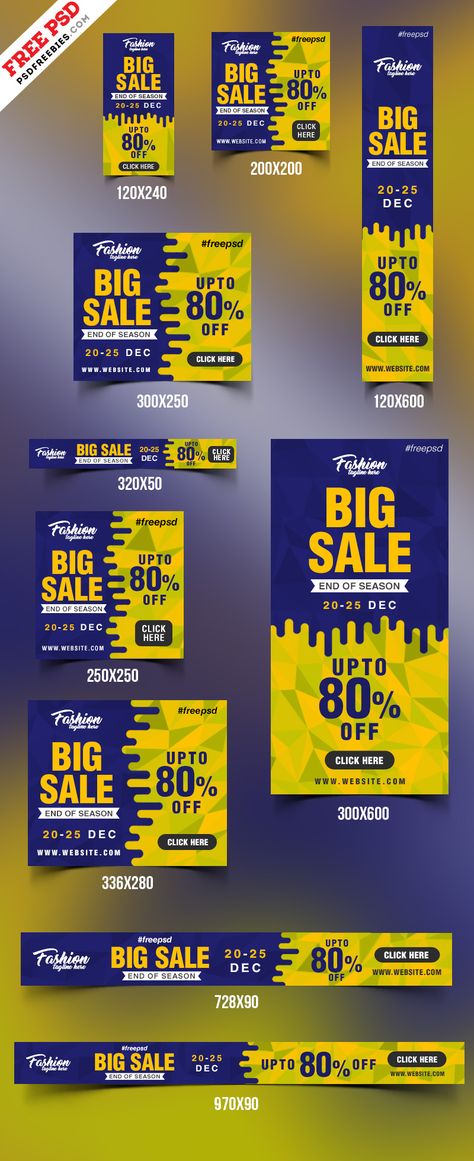 Big Sale Web Banner PSD Templates Promotional Banner Design, Large Banner Design, Product Banner Design Ideas, Sales Banner Design, Sale Upto 50% Off Banner, Offer Banner Design, Google Banner Ads, Sale Banner Design, Adwords Banner