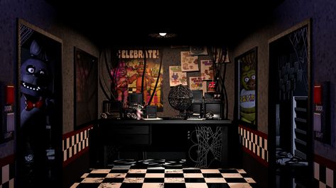 Fnaf 1 Office, Security Room, Trans Day Of Visibility, Fnaf Crafts, Office Background, Office Wallpaper, Collage Book, Fnaf 1, Fnaf Characters