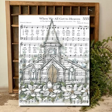 Christian Home Decor, Hymn Music Canvas Art Print, When We All Get to Heaven Wall Decor, Original Art Print, Church Art, Farmhouse Wall Art - Etsy Christian Diy Gifts, Diy Hymn Wall Art, Hymn Artwork, Hymn Art Printable, In The Garden Hymn Art, In The Garden Hymn, Christmas Hymn Wall Art, Hymnal Art, Hymnal Crafts