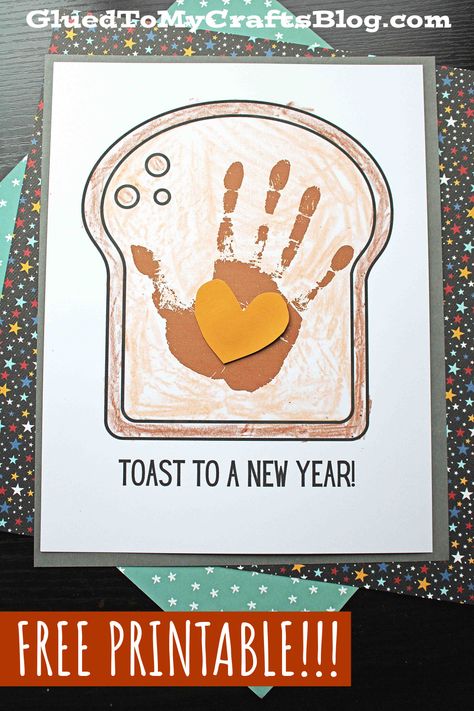 2024 Crafts For Preschool, 2024 Crafts For Toddlers, New Years Eve Handprint Craft, New Years Eve Arts And Crafts For Kids, Toast To The New Year Craft, New Year Crafts For Kids 2024, New Years Crafts For Toddlers 2024, New Year’s Crafts For Preschoolers, New Year’s Eve Crafts Preschool