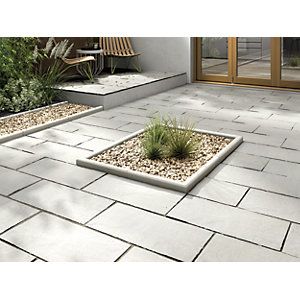 Marshalls Indian Sandstone 600 x 300mm Single - Grey Multi Garden Slabs, Sandstone Paving Slabs, Indian Sandstone, Outdoor Paving, Sandstone Paving, Patio Slabs, Back Garden Design, Garden Paving, Patio Garden Design