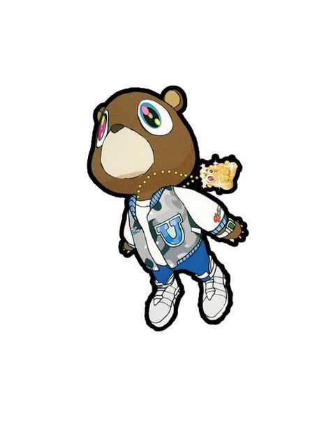 Bear Tattoo Outline, Kanye Tattoo, Kanye Bear, Kanye West Graduation Bear, Kanye West Bear, Kanye West Wallpaper, Graduation Album, Graduation Bear, Toro Inoue