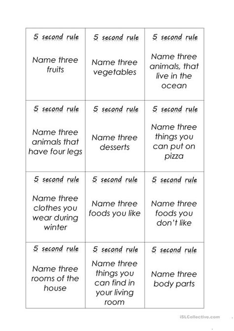 The 3 Words Game, Name 3 Things Game, Name 3 Things Game Questions, Name 5 Things Game, Five Second Rule Game Questions, 1 Rule Classroom, 5 Second Rule Game Questions, Five Second Rule, 5 Below