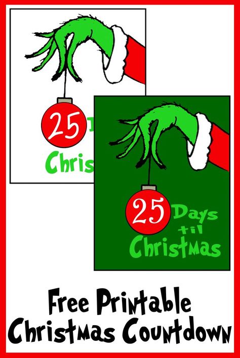 Santa's coming! Can you believe Christmas is quickly creeping up on us? Your kids will love counting down the days until Santa's arrival with this Free Grinch Hand Christmas Countdown Printable. Xmas Grinch, Grinch Printable, Christmas Countdown Printable, Grinch Ideas, Grinch Day, Grinch Stuff, Grinch Crafts, Grinch Hand, Chirstmas Decor