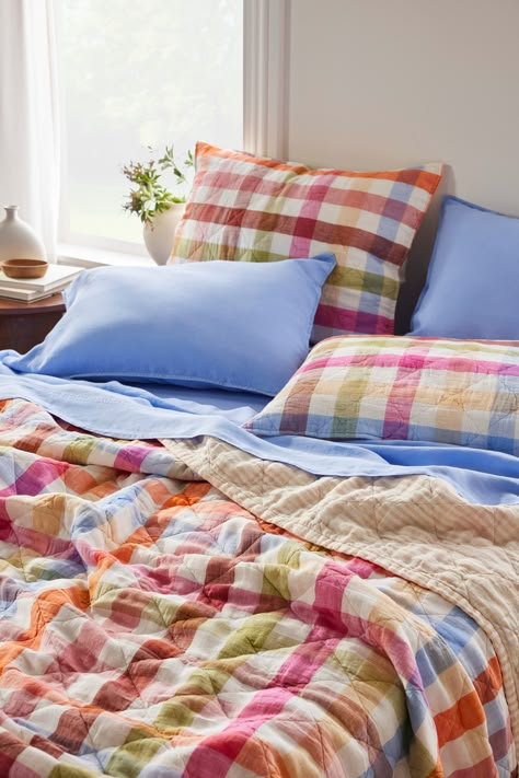 Shop all new reversible quilts in our spring collection- online now Front Door Green, Standard Pillow Sizes, Hydrangea Blue, Blue Queen, Best Sheets, Chic Rug, Linen Quilt, Quilted Sham, Linen Sheets