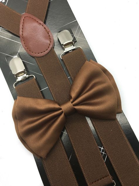 Suspender Sets, Brown Suspenders, Rustic Wedding Theme, Suspender Clips, Tie Matching, Bowtie And Suspenders, Suspenders Set, Tie Set, Neck Strap