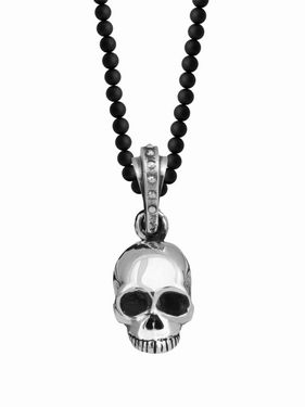 Hamlet Skull on #Onyx Bead #Necklace  KING BABY STUDIO - OFFICIAL SITE Hamlet Skull, Slytherin Jewelry, Halloween Moodboard, King Baby Jewelry, Skull Jewelry Women, Harley Boots, Home Made Jewelry, Bunny Halloween, Buy Jewellery Online