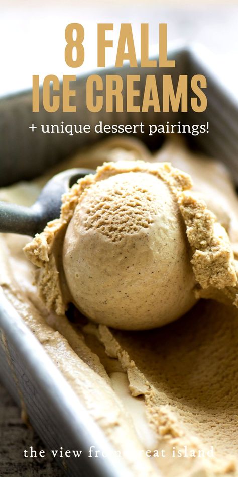 8 Fall Ice Cream & Dessert Pairings! Fall Ice Cream Recipes, Fall Ice Cream, Fall Desserts Pumpkin, Desserts Pumpkin, Pumpkin Spice Ice Cream, Chewy Ginger Cookies, Cranberry Thanksgiving, Holiday Ice Cream, Cranberry Dessert