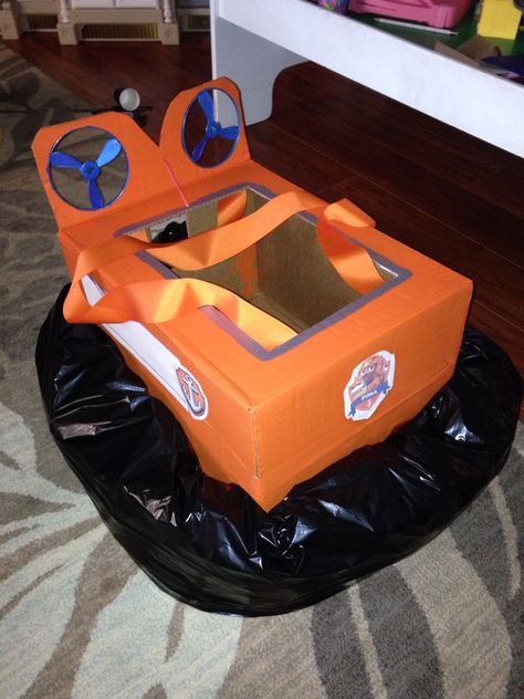 Home made "Zuma from Paw Patrol hovercraft" - wear with suspenders Zuma Paw Patrol Costume, Paw Patrol Halloween Costume, Paw Patrol Vehicles, Paw Patrol Costume, Zuma Paw Patrol, Paw Party, Kids Activities At Home, Paw Patrol Toys, Paw Patrol Birthday Party