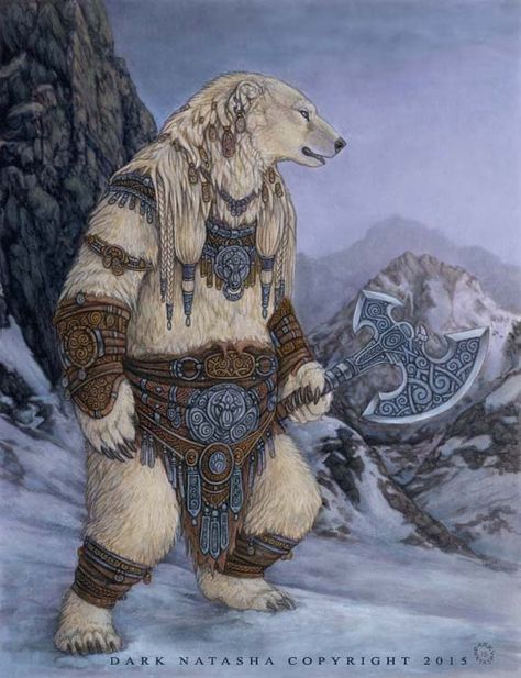 Warrior Character, Humanoid Creatures, His Dark Materials, Mythical Animal, Fantasy Races, Bear Art, Cute Animal Drawings, Fantasy Artwork, Creature Art