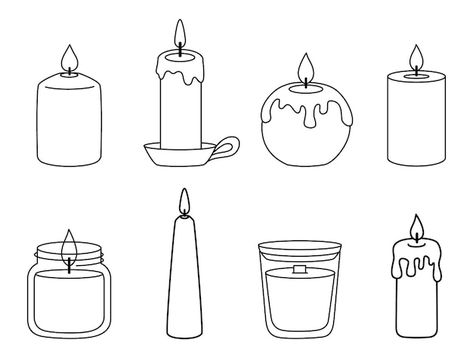 Vector doodle hand draw candle set cozy ... | Premium Vector #Freepik #vector #light #home #church #sign Candle Drawings Easy, Simple Candle Drawing, Easy Candle Drawing, How To Draw Candles, How To Draw A Candle, Candle Light Drawing, Candle Line Art, Candles Drawing, Drawing Candles