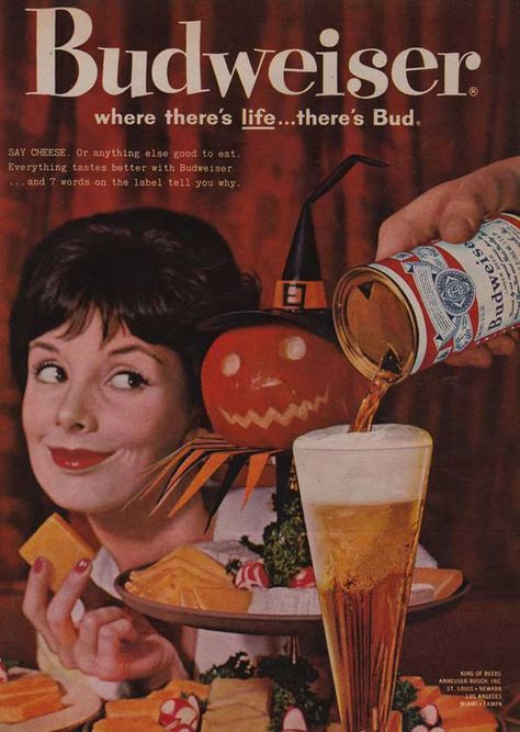 Vintage Budweiser Ad Beer Advertisement, Beer Commercials, Halloween Beer, Illustration Picture, Beer Advertising, Beer Ad, Budweiser Beer, Retro Ads, Vintage Beer