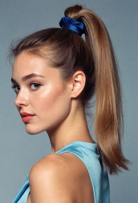 High Ponytail - 80s Hairstyles Women 80s Updo Hairstyles, 80s Hairstyles Women, 80s Womens Hair, 80s Ponytail, 80s Hairstyles, Traditional Hairstyle, Crimped Hair, 80s Hair, Retro Hair