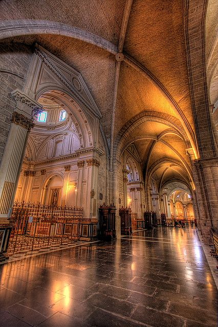 Valencia Cathedral, Spain. Really worth visiting. The architecture will definitely impress you and then climbing up to a cathedral tower will give you and opportunity to enjoy the beautiful sights of Valencia. The cathedral was started in a year 1262 which makes you wonder  what a history this cathedral carries. Valencia Cathedral, Valencia City, Cathedral Church, Church Architecture, Valencia Spain, Spain And Portugal, Place Of Worship, Beautiful Architecture, Beautiful Buildings