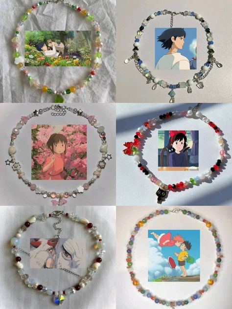 Hama Beads Bracelet, Anime Inspired Beaded Jewelry, Ghibli Inspired Jewelry, Anime Jewelry Diy, Studio Ghibli Pictures, Ghibli Pictures, Anime Inspired Jewelry, Couple With A Dog, Studio Ghibli Jewelry