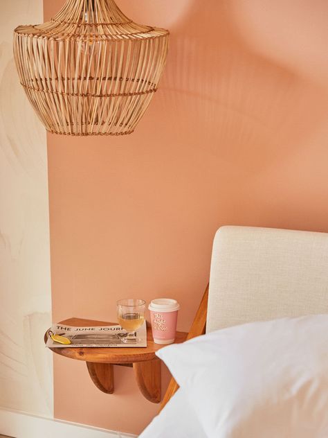 DIY: Our Sunset Inspired Paint Palette by Benjamin Moore Salmon Accent Wall Bedroom, Apricot Paint Color Bedroom, Apricot Beige Benjamin Moore, Creamsicle Paint Color, Benjamin Moore Peach Colors, Benjamin Moore Sunlit Coral, Muted Peach Paint Color, Peach Parfait Benjamin Moore, Peach Fuzz Paint Color