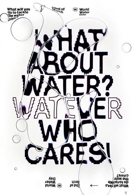 Tina Touli | Award Winning Design Studio | London - What about water? Award Design Graphics, Typographic Poster Design, Typography Graphic Design, Typo Poster, 타이포그래피 포스터 디자인, Water Type, Typography Poster Design, Creative Typography, Typographic Poster