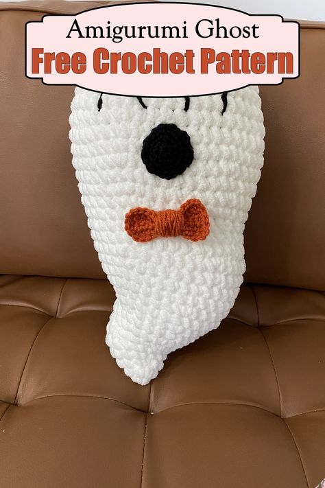 Ghost Pillow Crochet, Crochet Ghost Plush, Crochet Ghost Pillow Pattern Free, Crochet Ghost Pillow, Crochet Ghosts, Ghost Crochet Pattern, Crochet Ghost, Halloween Amigurumi, Food Dolls