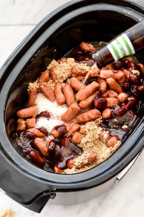 I get asked for this Slow Cooker Little Smokies every year, it's everyone's game day favorite | foodiecrush.com Cocktail Weenies, Little Smokies Recipes, Smokies Recipe, Little Smokies, Appetizers For A Crowd, Foodie Crush, Tailgate Food, Cocktail Sauce, Football Food