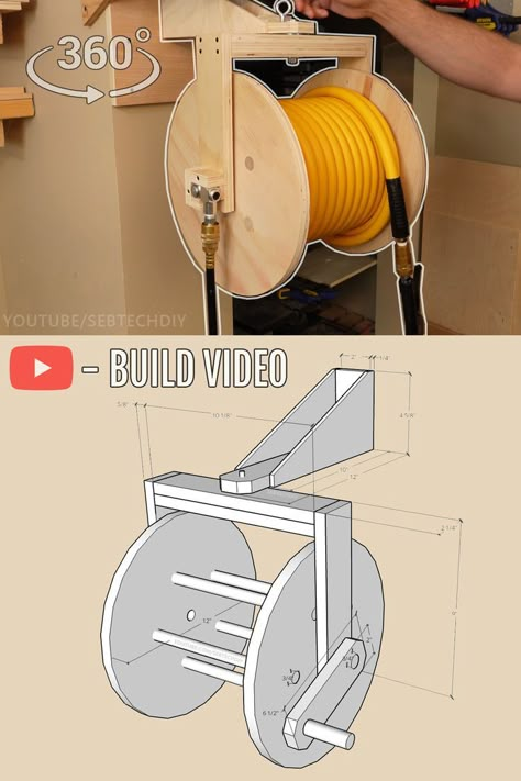 Plywood Diy, Air Hose Reel, Tool Storage Diy, Flower Bed Ideas, Diy Garage Storage, Diy Wooden Projects, Wood Shop Projects, Hose Reel, Woodworking Projects That Sell