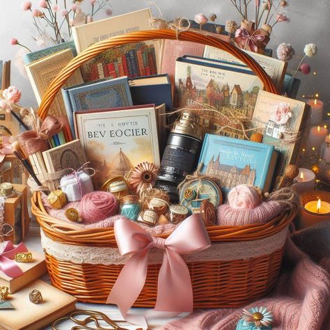 Stationary Hamper Gifts, Boho Gift Basket Ideas, Gift Basket Photography, French Gift Basket, Stationary Gift Basket Ideas, Apollo Goddess, Making A Gift Basket, Decorative Wooden Boxes, Auction Basket